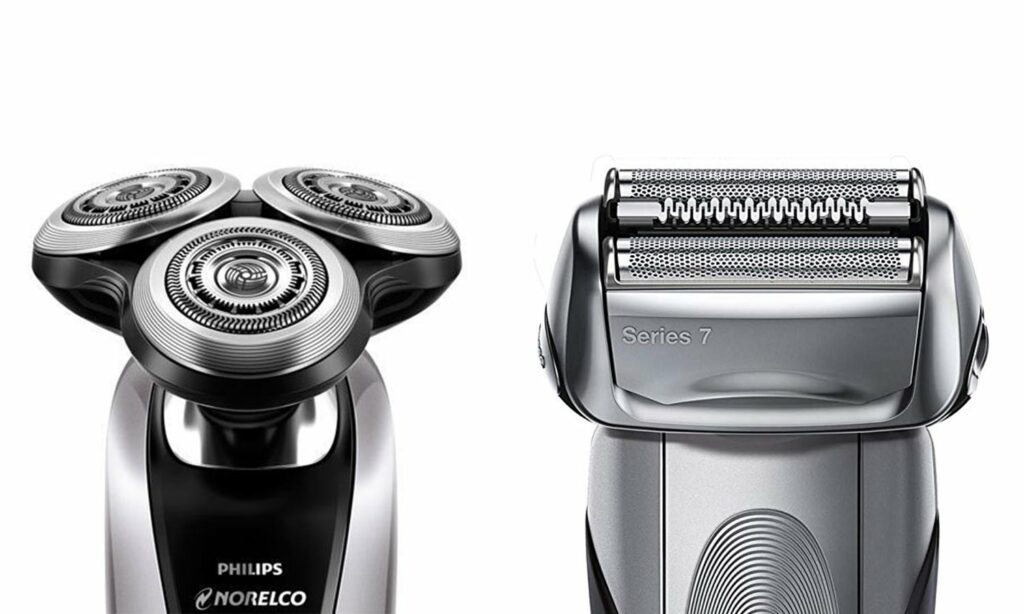 This is a side by side comparison of foil shavers vs rotary shavers.
