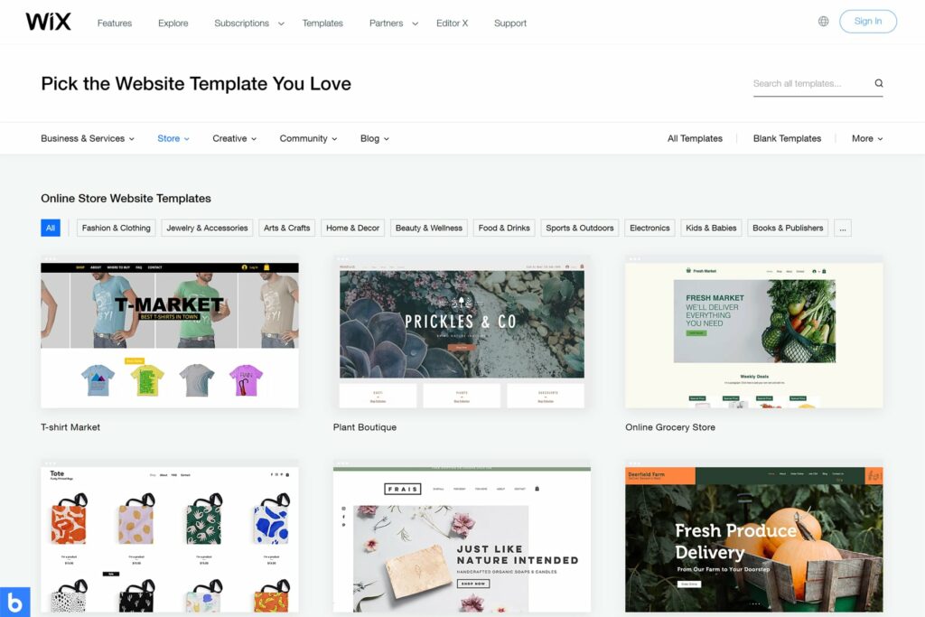 Wix store templates 2023
