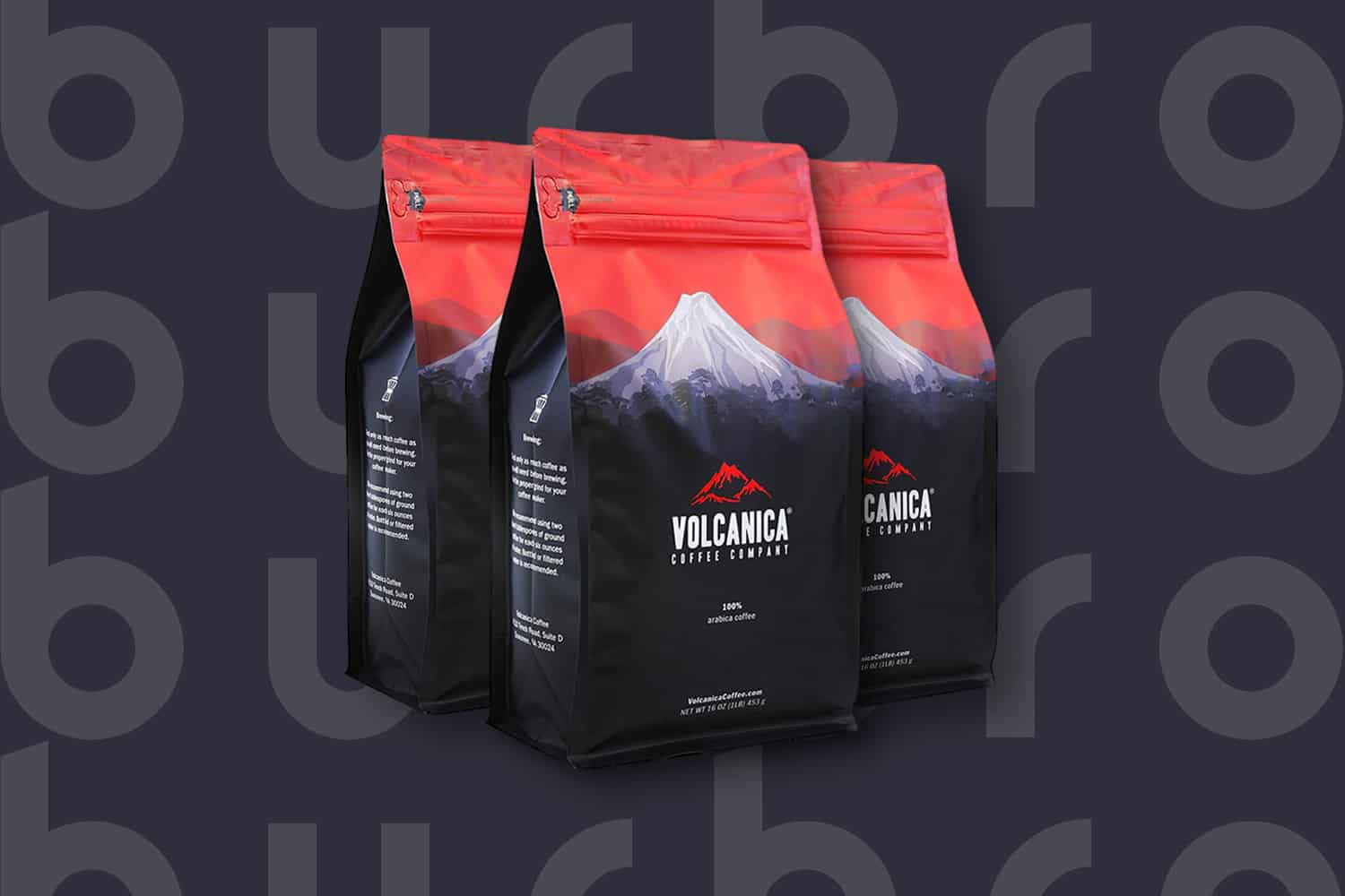 This is the cover photo for our Best Coffee for Cold Brew article. It features a red and navy bag of Volcanica coffee beans.