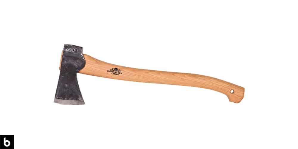 This is a product image, featuring a small Gransfors Bruks axe/hatchet, with a traditional steel head and wooden handle.