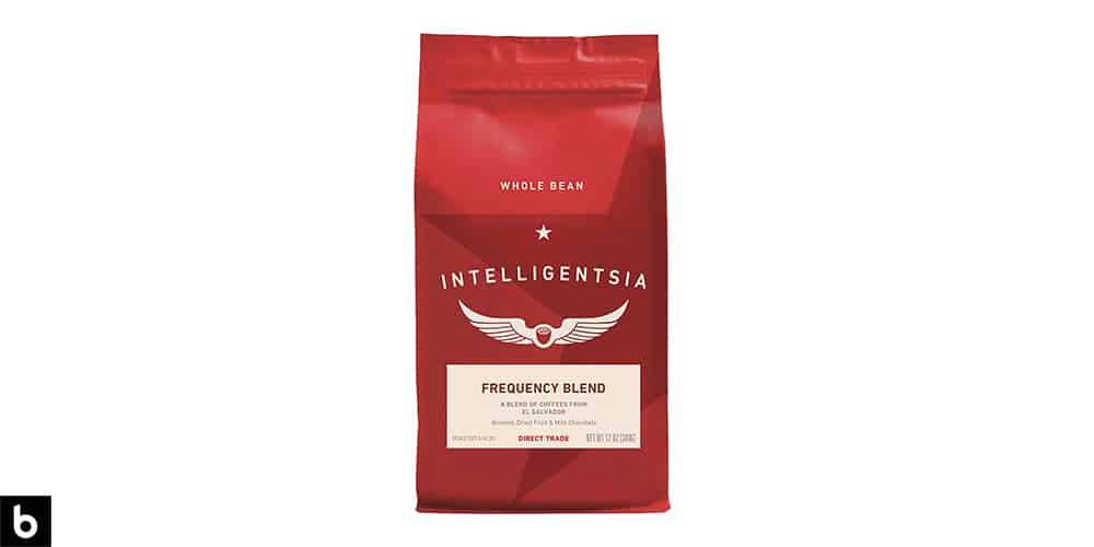 This is a product image for our Best Coffee for Cold Brew 2024 article. It features a red bag of Intellligentsia coffee beans.