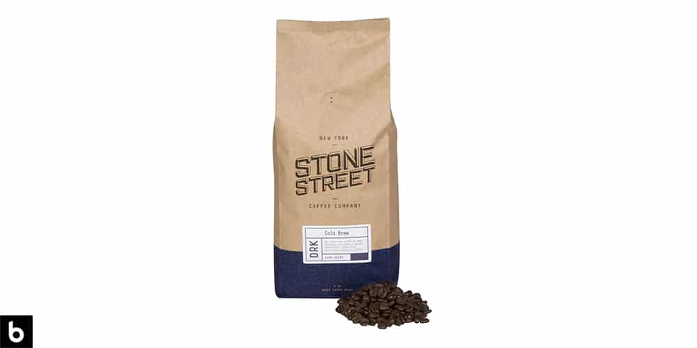This is a product image of a bag of Stone Street Cold Brew Reserve coffee beans.